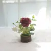 127 flores artificiais plantas verdes ornamentos casa interior sala de estar pequeno rosa bonsai plástico flor falsa flor em vaso
