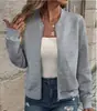Primavera 2024 Amazon Estilo Occidental Europeo y Americano Suéter Cardigan de Punto con Cremallera y Cuello Alto para Mujer Abrigo Elegante de Manga Larga para Mujer