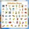 54 Pegatinas de Graffiti Temáticas de Verano Mediterráneo Transfronterizas con Elementos de Comida y Fruta para Diarios, Botellas de Agua y Equipaje