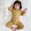 Conjunto de Pijama de Algodón Puro para Niños Ropa de Casa Primavera y Otoño Niños y Niñas Bebé Clase A Tops Térmicos Sin Costuras y Pantalones Manga Larga Pantalones Largos