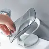 Suporte de Sabonete Criativo em Forma de Folha Banheiro Sem Furos Dupla Camada Caixa de Sabonete Prateleira Banheiro Drenagem Suporte para Sabonete de Lavanderia Prateleira de Armazenamento