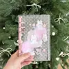 Capa A6 com fecho duplo de gato em PVC transparente, fichário colorido para cadernos de folhas soltas, guka books, cartões de fan art, fotos polaroid e armazenamento de nail art