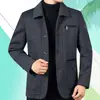Chaqueta Estilo Nuevo 2022 para Hombre Otoño e Invierno Chaqueta Casual de Solapa para Adultos Mayores Color Sólido Botón de Papá Abrigo para Hombre