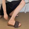 Zapatillas Planas de Tacón Alto Estilo Pequeña Fragancia Súper Populares 2025 Nuevo Estilo Francés con Falda, Hermosas Sandalias para Mujer para Usar Afuera en Verano