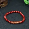 [Cadeia de Suprimentos] Pulseira de Cinábrio Natural Feminina High-End Pulseira de Contas de Buda Pulseira de Tubo Curvo da Sutra do Coração Presente do Ano do Zodíaco