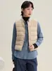 Colete Leve de Penas para Mulheres, Moda Outono e Inverno 2026, Estilo Simples com Botões Escondidos, Quente com Enchimento de Penas de Pato Branco, Tendência