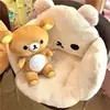 Cojín de asiento todo en uno de peluche de pelo largo de oso lindo para invierno, asiento estilo tatami, almohadilla de asiento de forro polar cálida y gruesa, cojín de asiento de coche