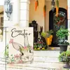 Bandera de Jardín de Pascua Transfronteriza con Conejo, Huevos, Perro y Zanahoria Impresión a Doble Cara para Decoración Exterior Bandera de Jardín