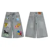 Shorts de Mezclilla con Estampado de Letras, Elementos del Año del Caballo de Caricatura Estilo Japonés para Hombres, Pantalones Cortos Casuales de Moda Nuevos de Verano para Mujeres, Modernos