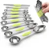 Juego de 7/8/9 Piezas de Cucharas Medidoras Magnéticas de Doble Cabezal Amazon Acero Inoxidable Horneado Cocina Doméstica Cuchara de Sal Cuchara Medidora de Condimentos
