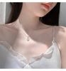 Collar Pulsera de Verano Láser Trébol de Cuatro Hojas de la Suerte para Mujer Nicho Ins Lujo Accesible Flor Versátil Cadena Clavícula