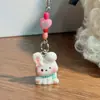Corrente para Celular Coelho com Lenço Colorido, Pingente de Bolsa Animal Fofo com Contas Coloridas 3D, Acessório de Desenho Animado Doce
