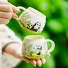 Taza de Té Floral Oso Querido - Taza de Té Personalizada Especial, Juego de Té de Cerámica Kung Fu, Taza de Degustación, Taza para Beber