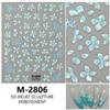 Redanco - Nuevas pegatinas para uñas con relieve 5D de concha roja, diseño de flores y luz, pegatinas estéreo para uñas M-2808