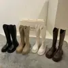 Botas de caña alta con suela gruesa, no posteriores a 2026, botas largas de tacón grueso para mujer, botas de caña alta ajustadas, botas de equitación de otoño e invierno para mujer, negras y marrones