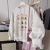 Sudadera con Estampado de Oso Estilo Coreano Otoño 2025 para Mujer Holgada Casual Versátil Dulce Ins Estilo Preppy Top de Cuello Redondo