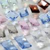 Accesorios para taladro de uñas de azúcar de roca cortada Gao Pin Hua Zi, decoración de uñas de ángulo recto rectangular con cristal de diamante puntiagudo de azúcar transparente
