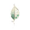 Nuvem de sol estilo coreano elegante incrustado de diamante verde gradiente folha broche simples suave anti-luz natural pérola pino