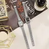 Relógio Quadrado Pequeno Retrô Temperamento Estudante Relógio com Pulseira de Malha de Metal Nicho Relógio de Pulso Feminino Quartzo Atacado