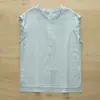 Cardigan Camisa de Mujer de Verano 2026 Nuevo Estilo Japonés Color Sólido Cuello Alto Sin Mangas con Encaje Algodón Amigable con la Piel