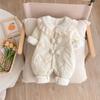 Outono e inverno do bebê recém-nascido Novo Estilo Fino Algodão acolchoado Roupas Princesa Estilo Super Bonito Bow Roupas forrado de lã Menina Macacão do Bebê