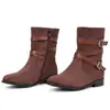 Botas de Moda Suede Salto Grosso Bico Redondo Meia-Canela Femininas 2026 Novas Tamanho Grande Fivela de Cinto Botas de Moda Transfronteiriça AliExpress