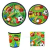Mm252 Basquete Futebol Rugby Baseball Aniversário Feriado Louça para Mesa 8 Pessoas Conjunto de 4 Peças Prato de Papel Guardanapo de Papel