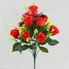 Flores Artificiais Estilo Europeu 12 Cabeças Rosa Pavão Buquê de Casamento Decoração de Hotel Móveis para Casa Adereços Flores Falsas