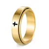Anillos a Juego Sencillos y de Lujo para Pareja Europea y Americana Transfronteriza con Diseño de Estampado de Cruz, Anillos de Pareja para Hombre y Mujer, Set de Joyería