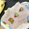 Calcetines de Malla con Dibujo de Rilakkuma para Mujer, Nuevos y Modernos para Primavera y Verano, Malla Transpirable Hueca, Dulces y Lindos, de Caña Media, Estilo Ins