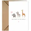 Nueva tarjeta de felicitación de acuarela de animales transfronterizos para recién nacidos, tarjeta de celebración de bautizo de bebé, tarjeta de bendición de luna llena de bebé con sobre