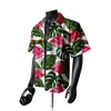 Camisa de Seda Gelo Havaiana com Estampa de Flores para Praia de Manga Curta Masculina Verão Tailândia Férias na Costa Estilo Sudeste Asiático Camisa Externa Masculina