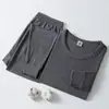Ropa interior térmica 100% algodón puro para hombres y mujeres, capa base delgada, suéter 100% algodón, conjunto de top y pantalón de otoño, Supermercado