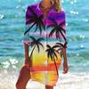 3D Mujer Fábrica de Origen Bikini Abrigo Camisa Traje de Baño Cárdigan Playa Estampado de Palmera Blusa de Playa Vacaciones