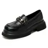 Mocassins plataforma ultraleves femininos 2020 nova coleção primavera e outono fivela de cavalo estilo britânico sapatos de couro sapatos de camada única