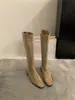 Botas largas de tacón grueso, punta fina, gamuza, corte ajustado para mujer, nueva colección otoño/invierno 2025, botas largas estilo coreano, botas de montar a media pantorrilla