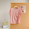Camisa de Fibra de Cobre y Amoníaco con Diseño Retorcido Lateral de Manga Corta para Mujer, Corte Holgado, Efecto Adelgazante, Top para Yoga, Danza Jazz para Mujer