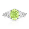 Anillo de Vid de Flor de Hielo de Piedra Preciosa Colorida Más Vendido en Transmisión en Vivo para Mujeres, Diamante de Alto Carbono Súper Brillante, Anillo de Hoja Chapado en Oro Real