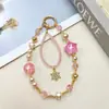 Novo Estilo Ins Cordão Curto para Celular com Contas de Cristal Pintura a Óleo Estrela Pingente Criativo de Liga Metálica Floco de Neve Acessório para Celular