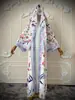 Conjunto de Vestido Largo Vintage con Estampado Floral y Pañuelo para la Cabeza Ln223 para Mujer, Vestido Largo Holgado y Elegante