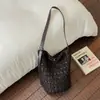 Bolso Cubo Tejido Casual de Gran Capacidad para Mujer 2026 Nuevo Verano Simple para Viajes Diarios Bolso de Playa Bolso Cruzado de Paja