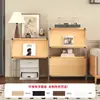Estantería de Almacenamiento de Pie, Gabinete de Almacenamiento Estilo Antiguo, Mueble Bajo para Sala de Estar, Gabinete con Puerta abatible para Robot Aspirador, Revistero de Múltiples Niveles