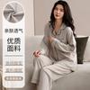 Pijama de Algodón Puro para Pareja en Stock, Otoño Manga Larga Pantalón Largo, Solapa, Conjunto de Dos Piezas de Ropa de Casa 100% Algodón, Venta al por Mayor de una Pieza con Envío Gratis