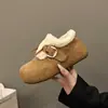 Zapatos Birkenstock Afelpados para Mujer 2026 Moda Invierno Nuevo Estilo Completamente Cubiertos Felpa Engrosada Botas de Nieve Suela Plana Cálidos Zapatos de Algodón