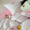 Juego de Cuatro Piezas de Algodón Rayado y Bloques de Color con Textura, Estilo Minimalista, Absorbe la Humedad, Transpirable, Algodón Puro, Juego de Ropa de Cama Suave y Cómodo