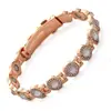Pulsera magnética de moda europea y americana, superventas transfronteriza, lujo ligero, trébol de la suerte, aleación con incrustaciones de diamante, pulsera de joyería magnética de una sola fila para mujer