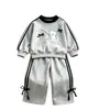 Nueva colección de primavera: conjunto de dos piezas moderno y deportivo para niñas, que incluye una sudadera infantil, perfecto para primavera y otoño, ropa infantil elegante para exportación