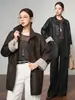 Chaqueta auténtica de cuero genuino Haining para mujer, nueva colección primavera/otoño 2026, chaqueta de cuero de oveja de longitud media, estilo moderno