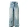 Ropa para Hombre Shanggu: Jeans rectos de cintura media lavados retro de alta calle americana, exclusivamente para comercio transfronterizo del Sudeste Asiático