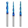 Fresa de bola cónica de doble filo, fresa de carburo sólido para carpintería, fresa cónica para ranurar, máquina de recorte CNC 3D, herramienta de máquina de grabado